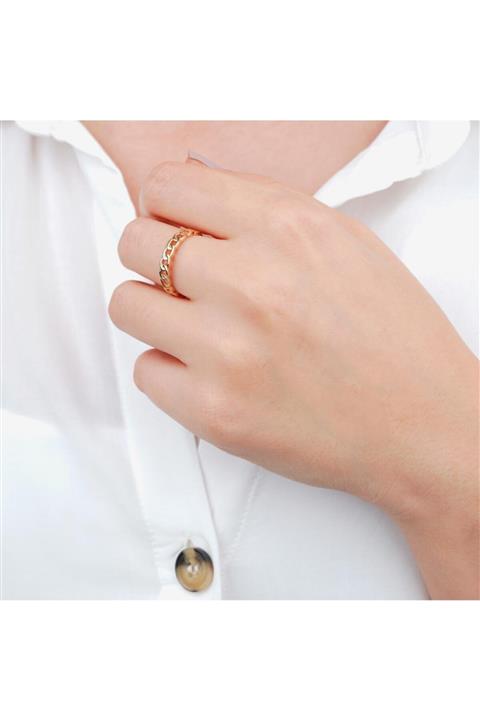 Bigoldi 8 Ayar Zincir Model Minimal Ince Altın Yüzük