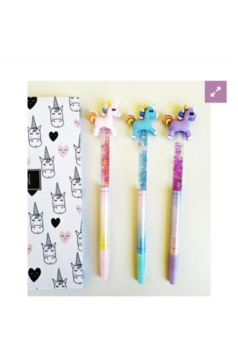 muustie 3 Adet Sulu Yıldızlı Unicorn Tükenmez Kalem