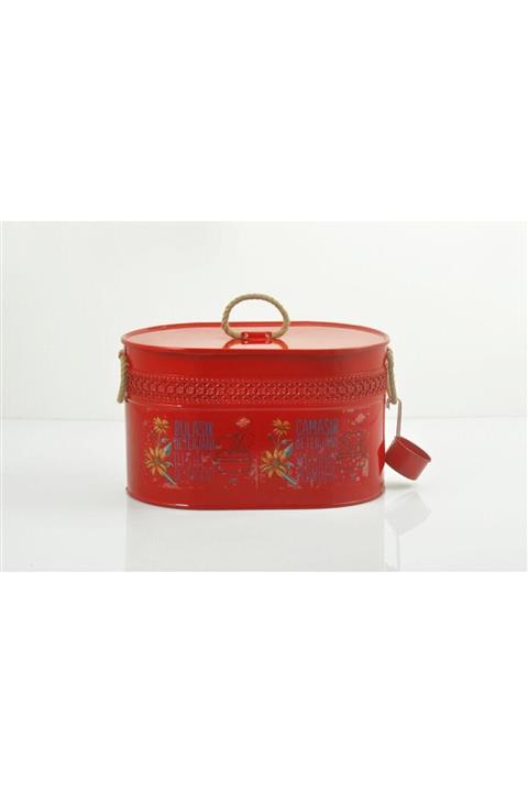 Yıldıray Metal Metal Galvaniz Kırmızı Ölçekli Bölmeli Deterjan Saklama Kutusu Deterjanlık