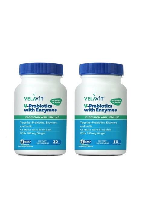 Velavit V-probiotics - With Enzymes 30 Tablet - 2 Adet- Skt : 12-12-2022