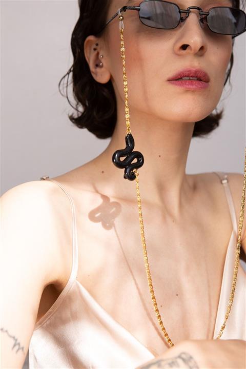 LET'A JEWELRY Siyah Yılan Gözlük Aksesuar