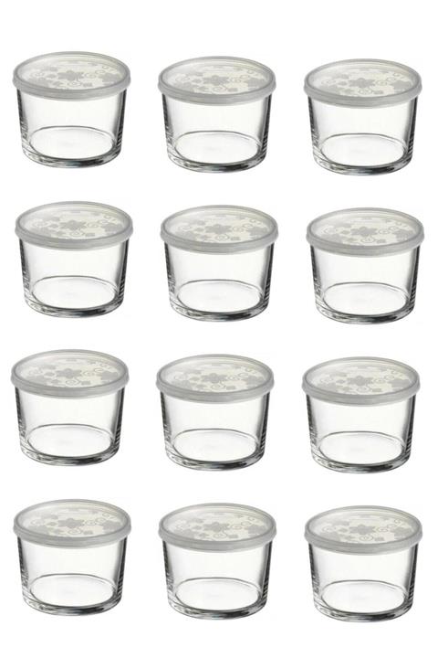 Paşabahçe Kapaklı Cam Saklama Kabı 12 Li Kahvaltılık