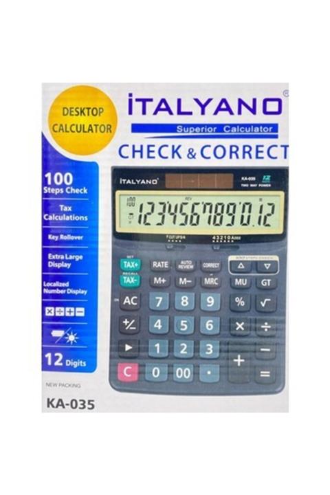 İtalyano Hesap Makinası Büyük Boy 12 Digit 100 İşlem Tekrarlı