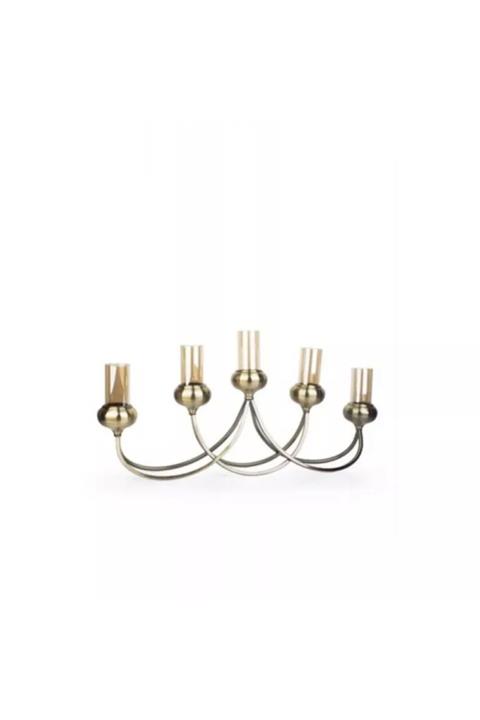 ACAR Vilza Bronz Metal 5'li Cam Şamdan Ed072