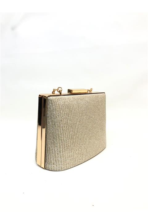 womenacs Kadın Altın Renk Çupra Abiye Clutch Portföy Çanta