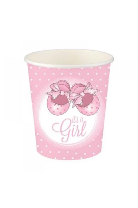 LAUREL DREAM Pembe Patikler Karton Bardak 200cc-8oz 8li