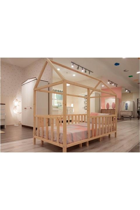 zerkaconcept Verda Masif Naturel Ahşap Montessori Karyola Beşik 100x200