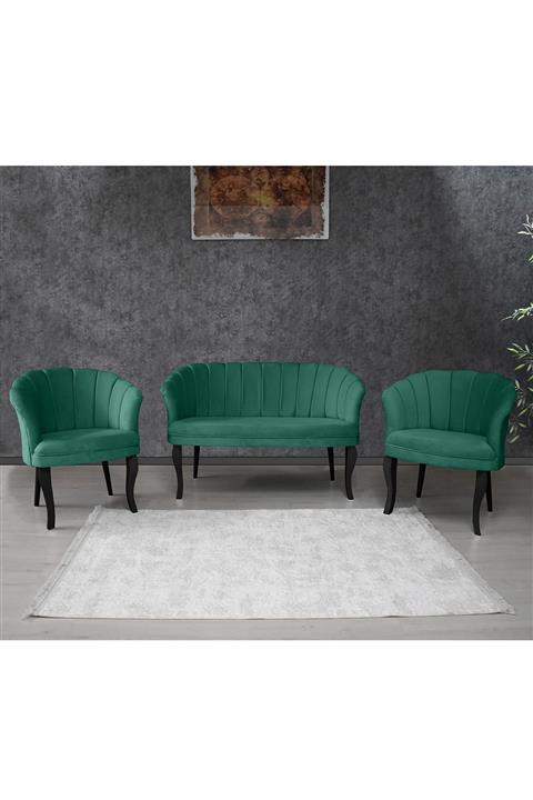 VIANEM Mavi Balkon Ofis Cafe Bahçe Koltuk Takımı Ahşap Ayak