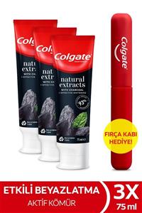 Colgate Natural Extracts Aktif Karbon Ve Nane Saf Temizlik Diş Macunu 75 Ml X 3 Adet + Fırça Kabı