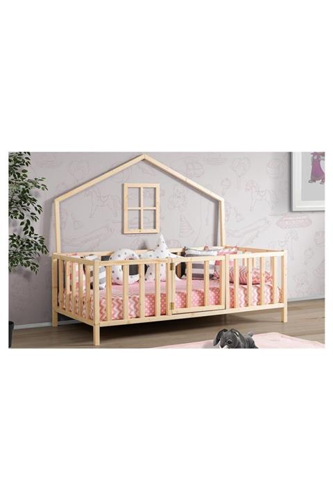 zerkaconcept Ege Masif Naturel Ahşap Montessori Karyola Beşik Model 2 100x200