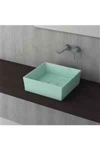 Bocchi Vessel Kare Lavabo (38x38 Cm) Mat Mint Yeşil