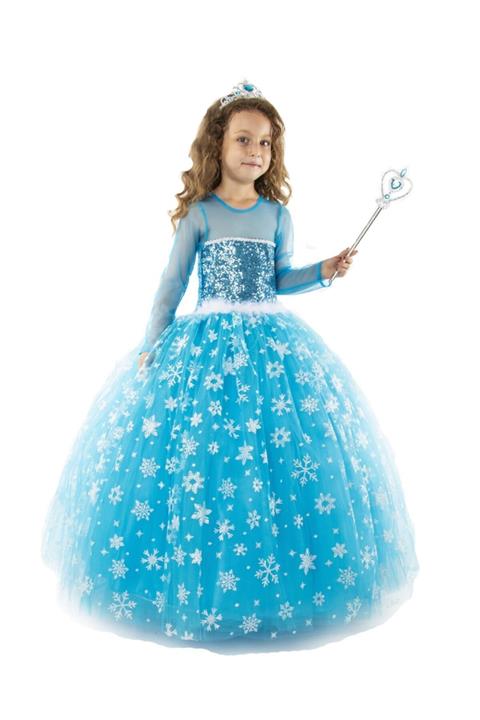 Moda Sitesi Elsa Kostüm Tarlatanlı Kabarık Elsa Çocuk Elbisesi Özel Üretim