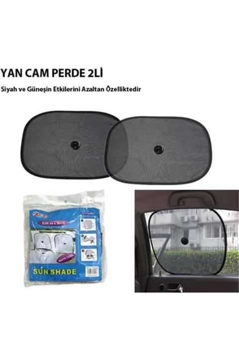 Nettedarikçisi Nettedarikcisi Oto Araba Yan Cam Perde Vantuzlu Siyah 2'li