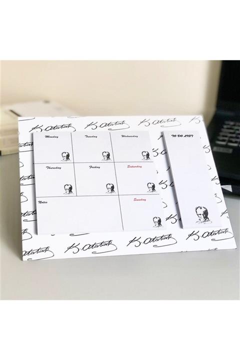 partisüs Beyaz Kemal Atatürk Tasarımlı Haftalık Planner