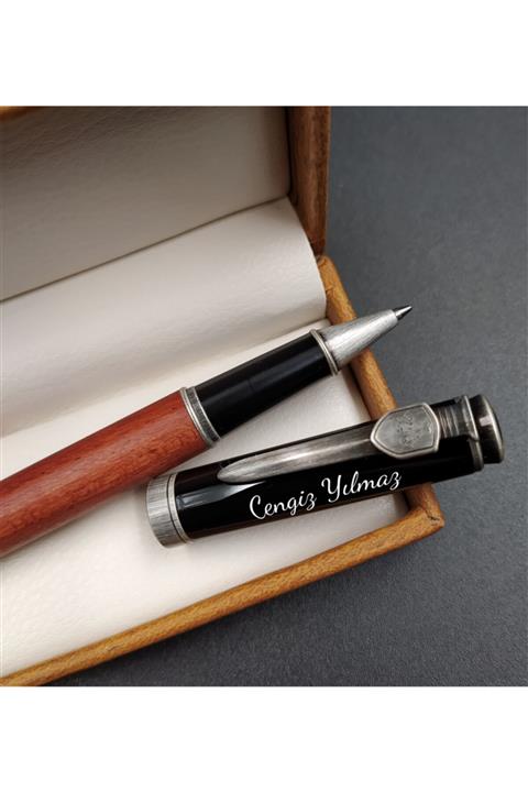 VegaHediye Hediyelik Deri Kutulu Ahşap Roller Kalem