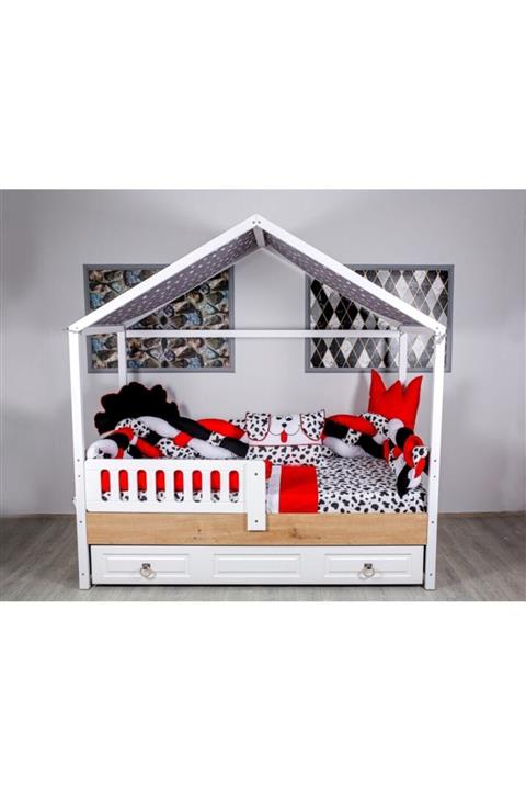 Mini Baby Dalmaçyalı Montesori Kırmızı Bebek Uyku Seti 100x200 Ölçü