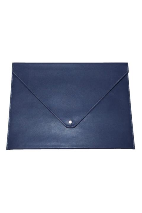 2K A4 Suni Deri Zarf Çıtçıtlı Dosya 25.5 X 33.5 Cm. Lacivert