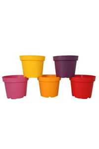 Tuğel Flowers 10 Adet 5 Renkli Plastik Saksı (12 CM.LİK)