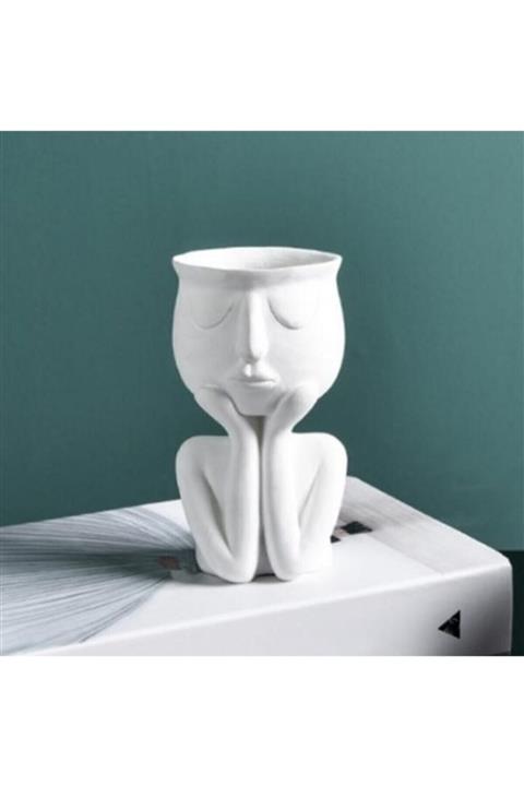 Big Craft Eli Yüzünde Saksı - Beyaz Saksı