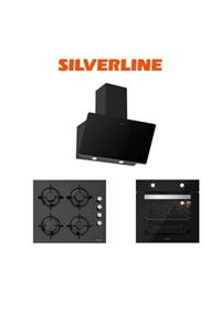 Silverline Siyah Cam Ankastre Set (3457 Soho 60+cs5349b01+bo6501b01)