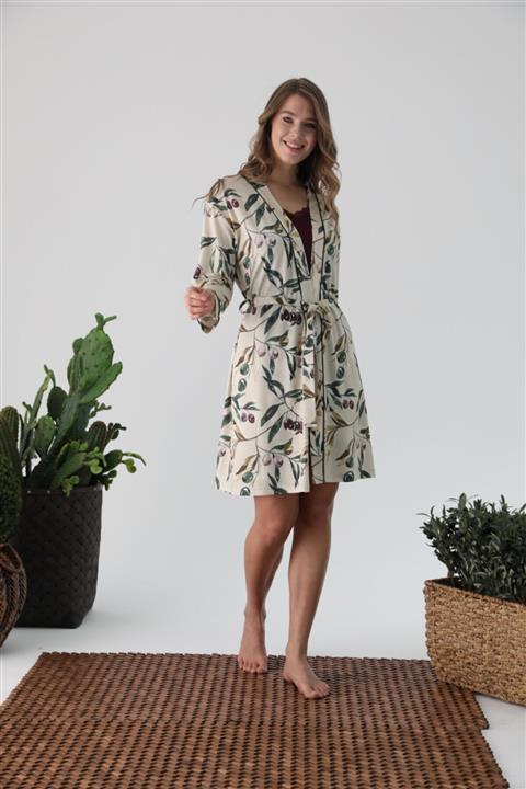 CONFEO Kadın Yeşil Uzun Kollu Tek Sabahlık