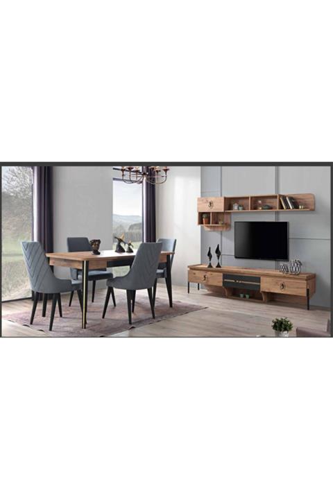 POYRAZ E575 Valencia Metal Boru Ayak Tv Sehpası