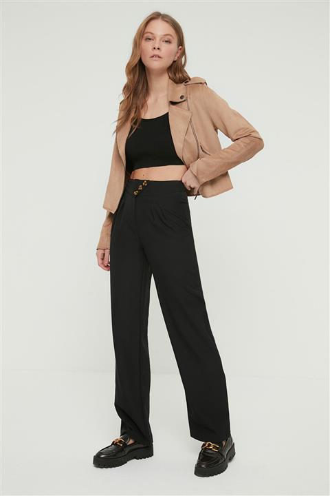 TRENDYOLMİLLA Siyah Geniş Paça Pantolon TWOAW22PL0449
