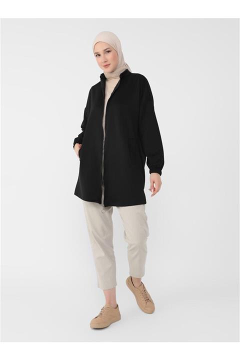 Benin Scuba Fermuarlı Cep Detaylı Kap Siyah