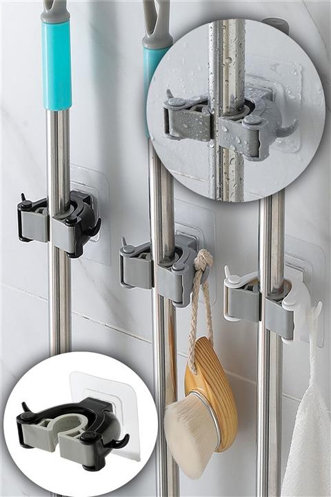 Pazarika Sap Tutucu Paspas Süpürge Fırça Ve Mop Askısı Sap Tutucu Mutfak Banyo Askı