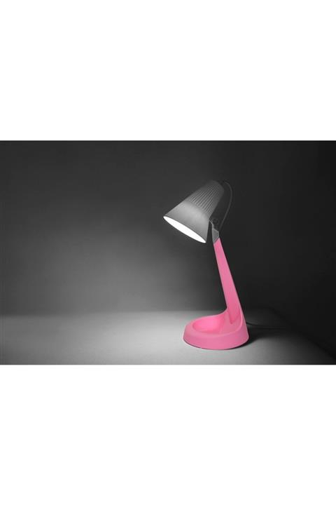 Coral Light Ders Çalışma Kitap Okuma Masa Lambası Kademeli Başlık Pembe Renk (7w Beyaz Led Ampul Hediyeli)