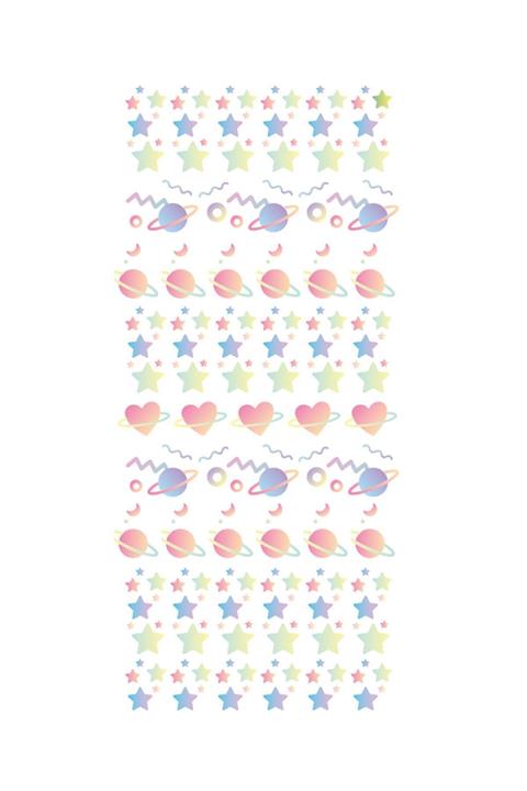 Flash Tattoos® Renkli Galaksi Tırnak Dövmesi - Tırnak Tattoo - Nail Art - Tırnak Sticker