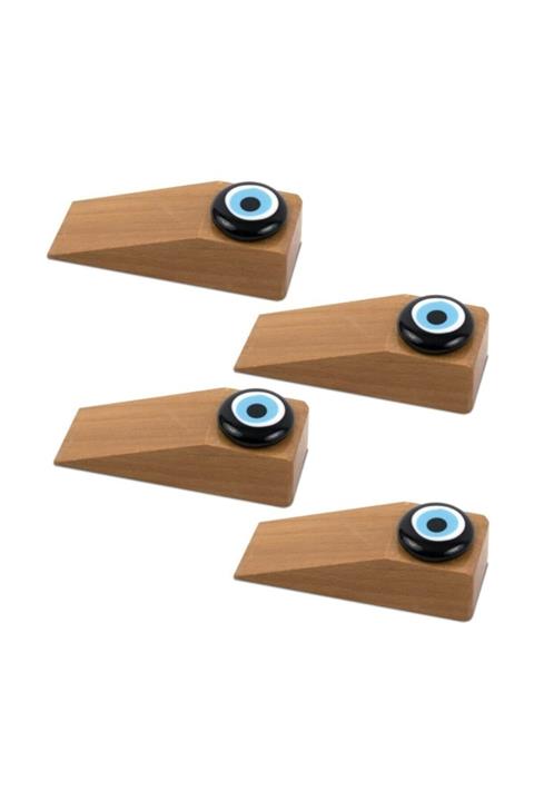 ustuneyok Kapı Stoperi 4 Adetli Set Ahşap Nazar Boncuklu Bj048