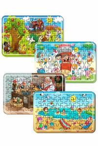 LİPYOS Çiftçi Ve Hayvanları, Oyun Zamanı, Noel Baba, Tatil Ve Deniz 54 Parça 4'lü Ahşap Puzzle Set