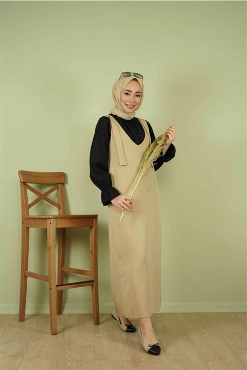 KAMİL KESKİN Kadın Bej Omuzdan Bağlamalı Salopet