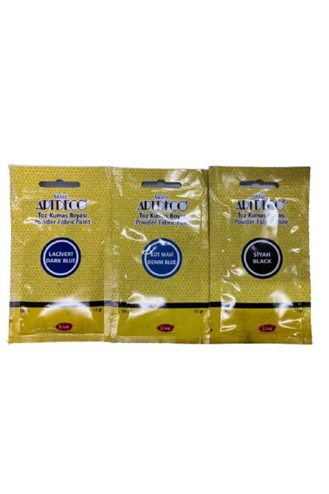 Artdeco Toz Kumaş Boyası 13gr Kot Mavi Lacivet Siyah 3lü Paket