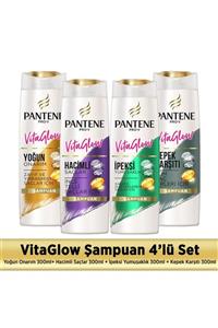 Pantene Vitaglow 4'lü Şampuan Set 300mlx4 (Yoğun Onarım+Hacimli Saçlar+İpeksi Yumuşak+Kepek Karşıtı)