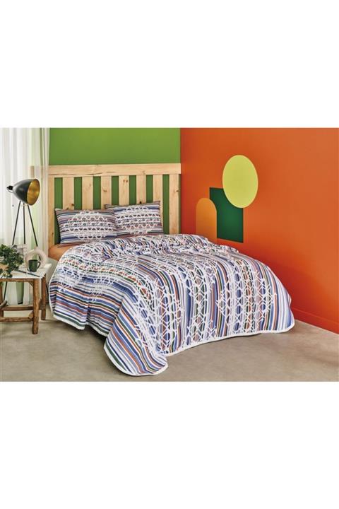 Taç Genç Modası Pike Takımı Molly Mavi Çift Kişilik