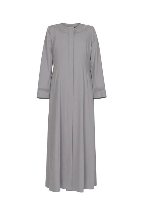 Soydan Güner Yazlık Büyük Beden Astarsız Cepli Pardesü Gri 5955