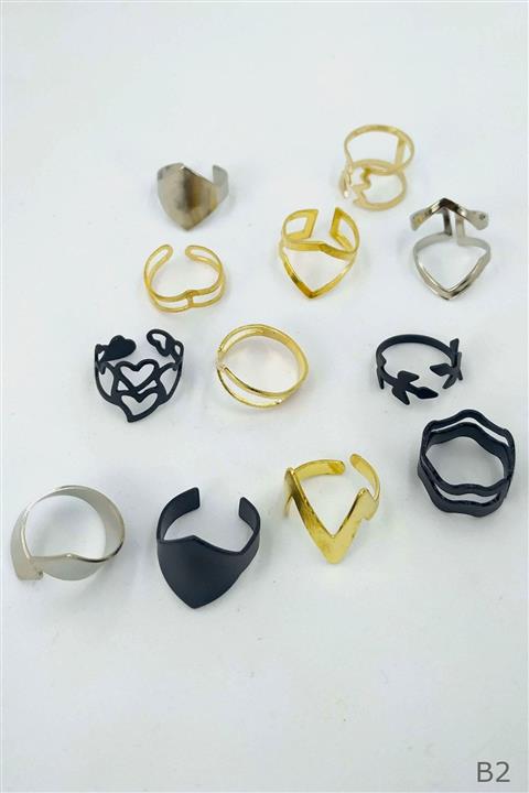 Retro 12'li Eklem Yüzük Seti (b2)