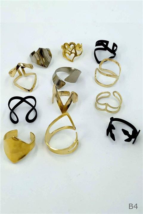 Retro 12'li Eklem Yüzük Seti (b4)