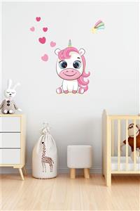 BK Decor Sevimli Unicorn ve Kalpler Çocuk Odası Duvar Sticker