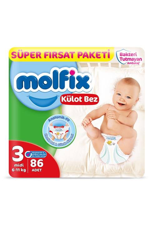 Molfix Külot Bez 3 Beden Midi Süper Fırsat Paketi 86 Adet