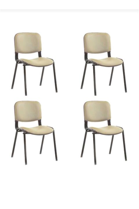 sandalyeatelyesi Form Ofis Bekleme Sandalyesi 4 Adet Suni Deri Siyah Form-siyah