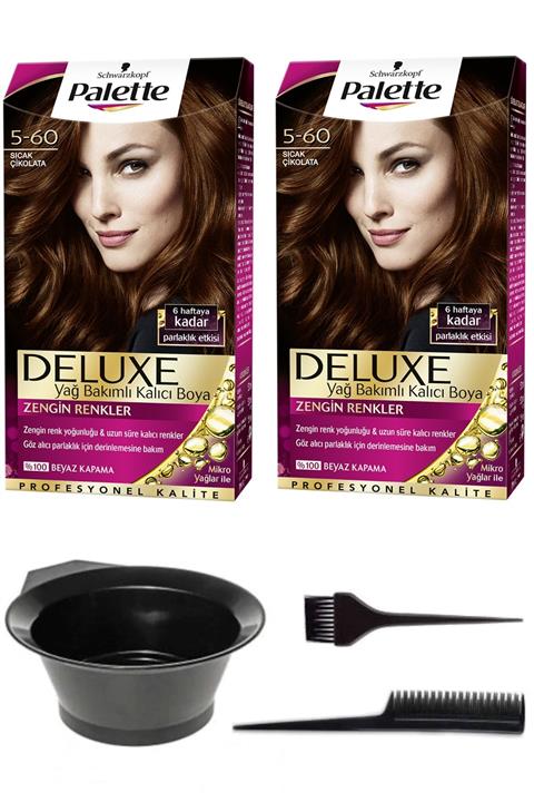 SCHWARZKOPF HAIR MASCARA 2’li Palette Deluxe 5-60 Sıcak Çikolata Saç Boyası Ve Saç Boyama Seti 8671055411610