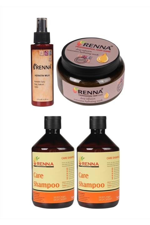Renna Kozmetik Renna Tuzsuz Şampuan 500mlx2 Renna Keratin Krem 500ml Renna Keratin Sütü 100ml