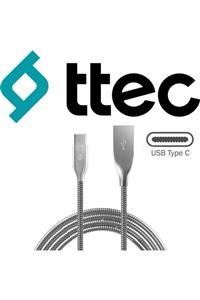 TTEC PLUS Uyumlu  Paslanmaz Çelik Type- C Usb Kablo / Sağlam / Kırılmaz Kopmaz / Yıpranmaz /hızlı Şarj / 100cm