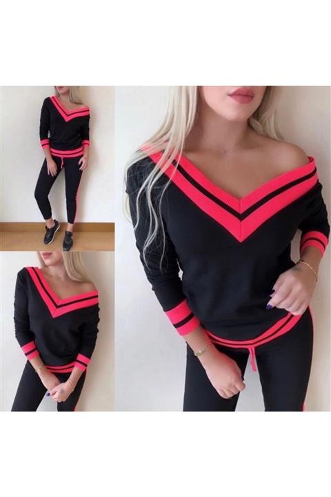 Arya Moda Iki Iplik Kumaş Triko Ribanali V Yaka Eşofman Takımı. (üst:55 Cm - Alt:93 Cm)