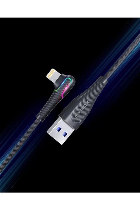 Syrox Rgb Led Işikli Lıghtnıng Iphone Esnek Dayanaklı Şarj Data Kablosu