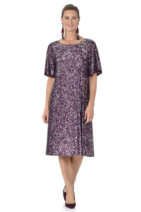 Christine Cotton Club Kadın Mürdüm Yakamoz Elbise