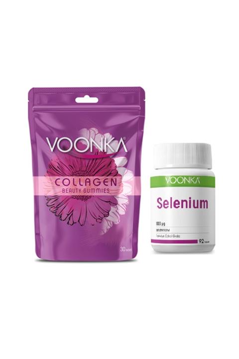 Voonka Collagen Beauty Gummies 30 Çiğnenebilir Tablet+ Selenium Takviyesi 100 mcg 92 Tablet